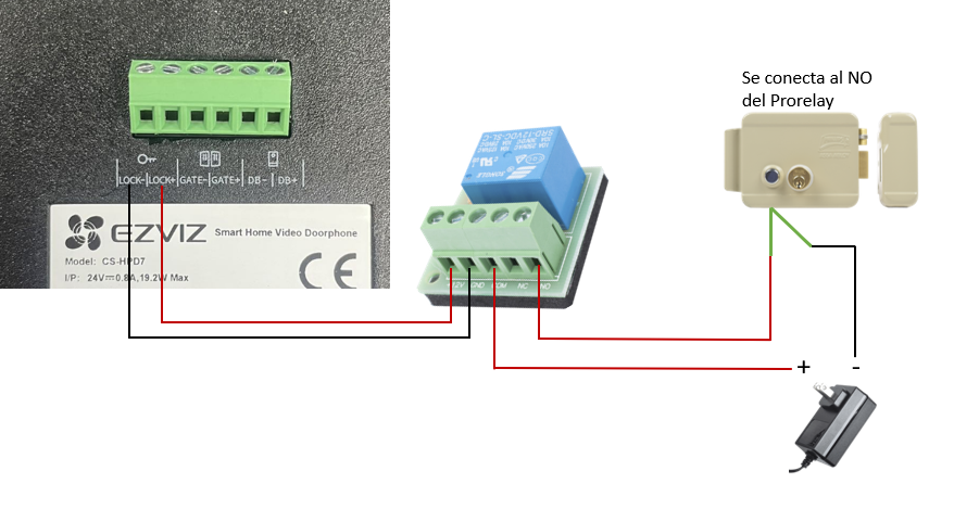 Conexión a cerradura eléctrica