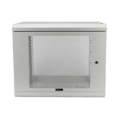 Gabinete de Pared de 9U con Puerta Perforada 455 mm de Profundidad, Rack de 19'', Acero Reforzado Color Gris Mate