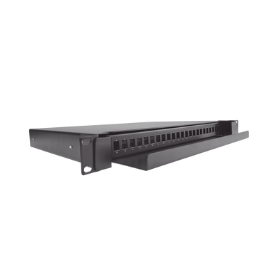 Distribuidor de Fibra Óptica Deslizable, Vacío, 19 Pulgadas (48.26 cm), Acepta 24 Adaptadores LC Duplex o LC Simplex o 24 SC Simplex, 1U