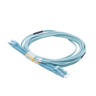 Jumper de Fibra Óptica Multimodo OM4 50/125 LC-LC OFNR (Riser), 2.0 mm, Dúplex, Aqua, 3 Metros (9.84 Pies)