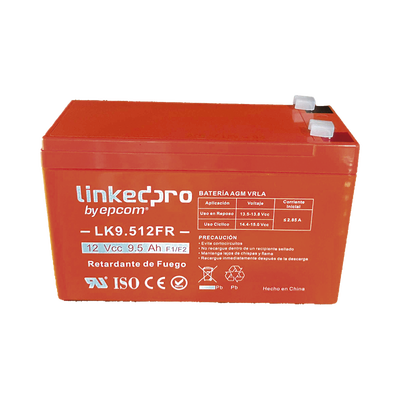 Batería 12 V / 9.5 Ah / UL / Tecnología AGM-VRLA / Vida útil promedio de 5 años / Retardante a la Flama /  Uso en equipo electrónico, Alarmas de Intrusión / Incendio/ Control de acceso / Video Vigilancia / Termina