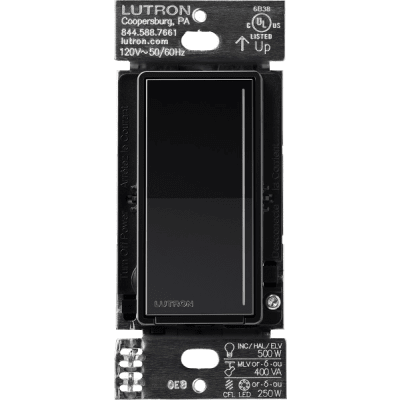 (RadioRa3) Atenuador táctil Sunnata Dimmer PRO color negro brillante , requiere cable neutro / soporta 250W LED
