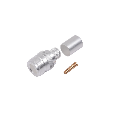 Conector N Hembra de Anillo Plegable para Cables 9913, 8214, LMR-400, RG8/U-SYS, RFLASH-1113, Plata/ Oro/ Teflón.