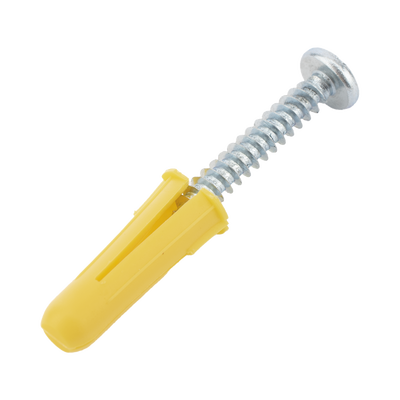 Paquete de 20 taquetes amarillo  1" y 20 tornillos 8mm x 1"