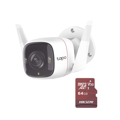 Kit de Cámara IP Wi-Fi / Incluye 1 Pieza Modelo TAPO-C320WS  /  Utiliza La App Tapo / 1 Memoria Micro SD Modelo Mod  HS-TF-E1/64G