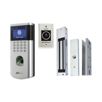 KIT de Control de Acceso LF10/ PUSH / Compatible con ZKBioCVAccess / 1,500 Usuarios / Chapa magnética / Botón de Salida / Tarjeta de proximidad
