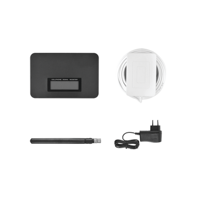 Kit Amplificador de Señal Celular de UNA banda de frecuencia / Mejora las llamadas convencionales / Soporta los datos de las tecnologías 2G y 3G de TELCEL, AT&T y MOVISTAR / Puede cubrir un espacio de hasta 140 m2.