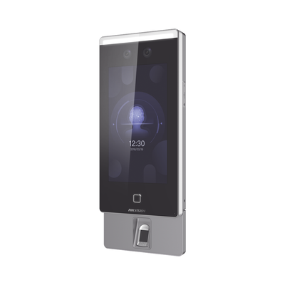 Kit de Biométrico Touch Reconocimiento Facial ULTRA Rápido con función de Videoportero  (ambientes no ruidosos) Incluye LECTOR DE HUELLAS / Lectura de Códigos QR / 6,000 usuarios / Alta tecnología Deep Learning / HIK-IA