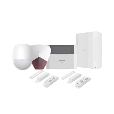 KIT Panel de Alarma HYBRID PRO / 1 Panel Híbrido / 1 Teclado LCD / 1 PIR / 2 Contactos Magnéticos / 1 Sirena Roja 