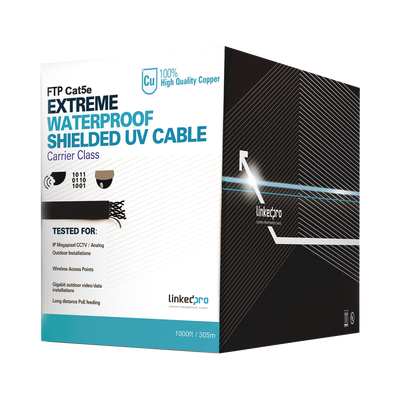 [PRO-CAT5-EXT-LITE] Bobina de Cable de 305 Metros (1000 Pies), Cat5e, Color Negro, Sin Blindar, para Aplicaciones de Video Vigilancia, Redes de Datos. Uso en Intemperie