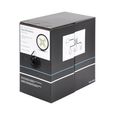 [PRO-CAT5-EXT-LITES] Bobina de Cable de 305 Metros (1000 Pies), Cat5e, Color Negro, Sin Blindar, para Aplicaciones de Videovigilancia, Redes de Datos. Uso en Intemperie