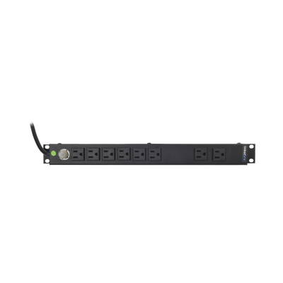 [HTCM-1U] Multicontacto Horizontal (PDU) de 8 Contactos (NEMA 5-15R) Rack 19" 1UR. Voltaje Entrada/Salida: 120Vca/15A