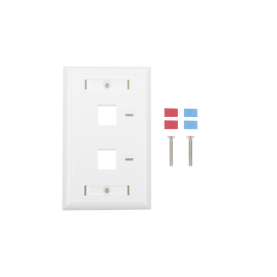 [LP-FP-22] Placa de Pared de 2 Puertos, Keystone, con Espacio para Etiqueta, Color Blanco