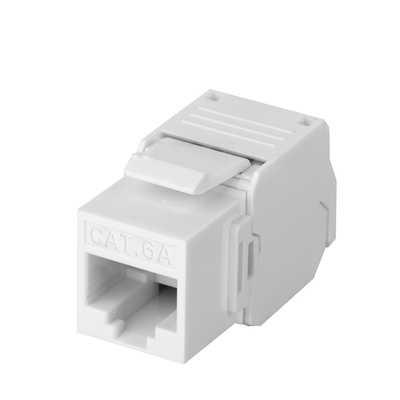 [LP-KJ-6A-TTWH] Módulo Jack Keystone Cat6A (Toolless), con Terminación en Ángulo 180 Grados Color Blanco, Compatible con Faceplate y Patchpanel Linkedpro