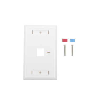 [LP-FP-21] Placa de Pared de 1 Puerto, Keystone, con Espacio para Etiqueta, Color Blanco
