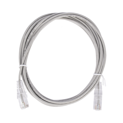 [LP-UT6-200-GY28] Cable de Parcheo Slim UTP Cat6 - 2 Metros (6.56 Pies) Gris Diámetro Reducido (28 AWG)