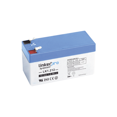 [LK1.212] Batería 12 V / 1.2 Ah / UL / 5 Años vida útil promedio / Para uso en equipo electrónico /Alarmas de Intrusión / Incendio/ Control de acceso / Video Vigilancia / Terminales F1  ( Incluye adaptador F2 )