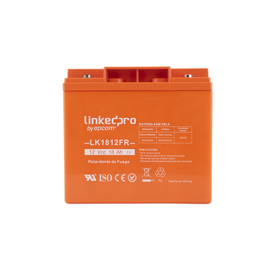 [LK1812FR] Batería 12 V / 18 Ah / UL / Tecnología AGM / Vida útil promedio de 5 años / Retardante a la Flama / Para uso en equipo electrónico, Alarmas de Intrusión / Incendio/ Control de acceso / Video Vigilancia / TermInale