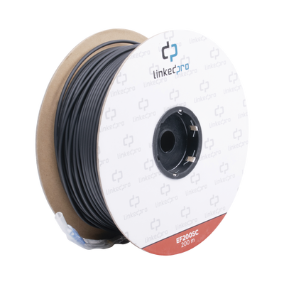 [EF-200-SC] Carrete de Fibra Óptica Monomodo con Conectores SC-SC Duplex, Reforzada con Kevlar, de 200 Metros (656.17 Pies), Para Instalaciones Subterráneas por Tubería