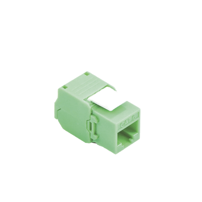 [LPKJ6ATTGR] Módulo Jack Keystone Cat6A (Toolless), con Terminación en Ángulo 180 - Color Verde, Compatible con Faceplate y Patchpanel Linkedpro