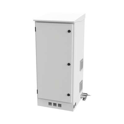 [LP-FORTE-16U-BAT] Gabinete de Piso para Exterior con Ventiladores y Termostato con Rack de 19" de 16 U + Espacio para Baterías, Se envía el Gabinete Armado.
