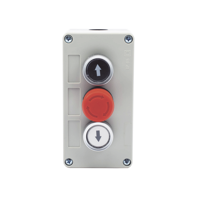 [XBS-SW-03] Botonera Triple con Boton de Stop Tipo Enclavado / Para Barreras Vehiculares, Operadores Corredizos y Abatibles. 