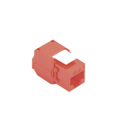 [LP-KJ-516-TTRD] Módulo Jack Keystone Cat5e (Toolless), con Terminación en Ángulo 180 - Color Rojo, Compatible con Faceplate y Patchpanel Linkedpro