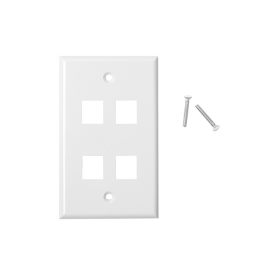 [LP-FP-19] Placa de Pared de 4 Puertos, Keystone, Color Blanco