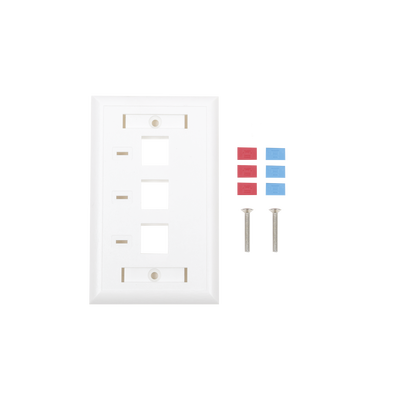 [LP-FP-23] Placa de Pared, de 3 Puertos, Keystone, con Espacio para Etiqueta - Color Blanco