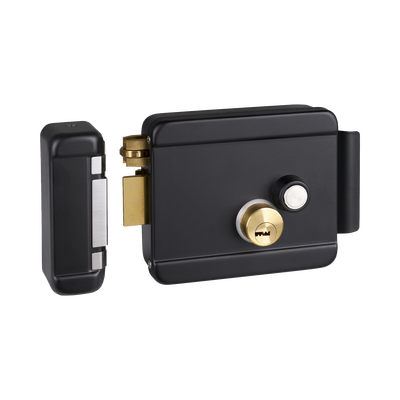 [BL-ACCESSRIMBL] Cerradura Eléctrica con Botón de Salida / Incluye Llave  / Exterior / Izquierda / Color Negro
