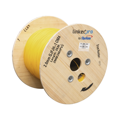 [2MMOM4PVC] Fibra Óptica Multimodo OM4, 2 mm, Simplex, Tight Buffer, 900 micras, Color Amarillo 