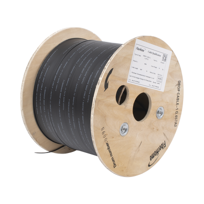 [IC-DROPA2-1C] Carrete de 1 km de Fibra Óptica Drop, Interior/Exterior G.657A2 Monomodo de 1 Hilo (Unifibra), Dieléctrica, Forro Negro