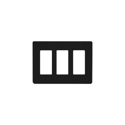 [CW3BL] Tapa Color Blanco Negro para interruptor o dimmer Lutron, 3 gang, limpio y moderno