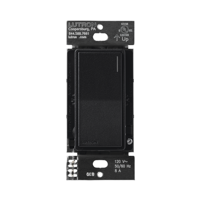 [RRST8ANSMN] (RadioRa3) Apagador On/Off sunnata color negro satin, 8A de iluminación, 5.8A Motor