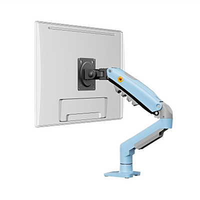 [F80NBB] Brazo Ajustable para Monitor Ergonómico / Compatible con Monitores de 17" - 30" / Capacidad de Peso hasta 9 kg / Rotación 360° / Inclinación +85° a  -30° / Giro 180° / Ajuste de Resorte de Gas / Color Azul