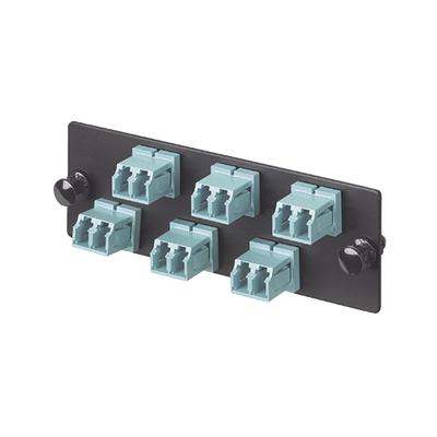 [FAP6WAQDLCZ] Placa Acopladora de Fibra Optica FAP, Con 6 Conectores LC Duplex (12 Fibras), Para Fibra Multimodo OM3/OM4, Color Aqua