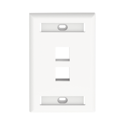 [NK2FWHY] Placa de Pared Vertical, Salida Para 2 Puertos Keystone, Con Espacios Para Etiquetas, Color Blanco