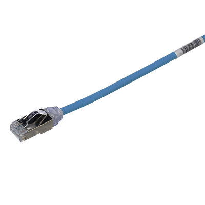 [STP28X0.2MBU] Patch Cord Cat6A, Diametro Reducido 28 AWG, Blindado S/FTP, CM/LS0H, 0.20 Metros (0.66 Pies), Color Azul
