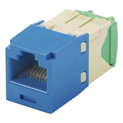 [CJT688TGBU] Conector Jack RJ45 Estilo TG, Mini-Com, Categoría 6, de 8 Posiciones y 8 Cables de Calibre 28/30 AWG, Color Azul