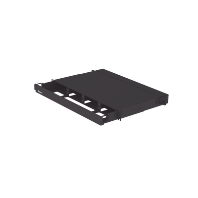 [FRE1UBL] Panel de Distribución de Fibra Óptica, Acepta 4 Placas FAP o FMP, Bandeja Deslizable, Hasta 96 Fibras, Color Negro, 1UR