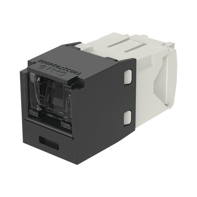 [CJH688TGBL] Conector Jack RJ45 Estilo TG con Ventana, Mini-Com, Categoría 6, de 8 Posiciones y 8 Cables, Color Negro