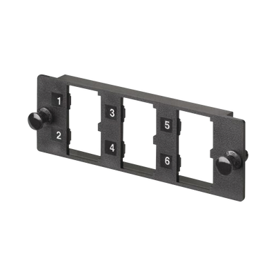 [FMP6] Placa Modular FAP de 6 Puertos Mini-Com, Acepta Módulos de Fibra Óptica, Cobre o Audio y Video, Color Negro