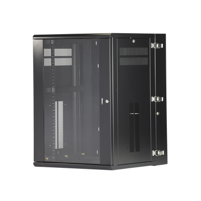 [PZWMC18W] Gabinete PanZone de Montaje en Pared, de 19in, Puerta con Ventana de Seguridad, 18 UR, 635mm de Profundidad, Color Negro