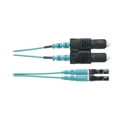 [FZ2ERLNSNSNM001] Jumper de Fibra Optica Multimodo 50/125 OM4, LC-SC Duplex, OFNR (Riser), Color Aqua, 1 Metro (3.28 Pies)