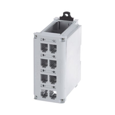 [CDPP8RG] Panel de Parcheo Modular para Cobre, de Instalación en Riel DIN Estándar de 35 mm (1.38 pulgadas), 8 Puertos Mini-Com, Color Gris