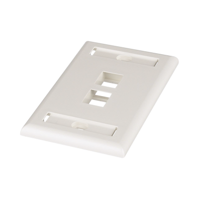 [NK2FIWY] Placa de Pared Vertical, Salida Para 2 Puertos Keystone, Con Espacios Para Etiquetas, Color Blanco Mate