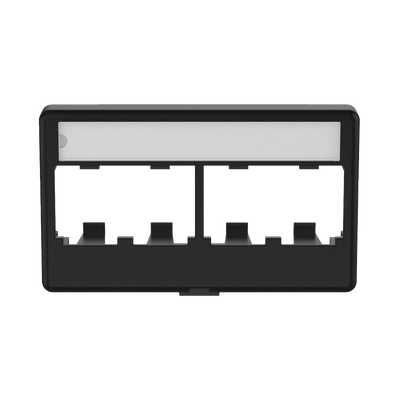[CFFPL4BL] Placa de Mobiliario Modular Estándar, Salidas Para 4 Puertos Mini-Com, Con Espacio Para Etiquetas, Color Negro
