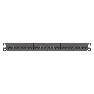 [CP24688BL] Panel de Parcheo con 24 Acopladores Mini-Com, Plano, Categoría 6, de 1 UR, Color Negro