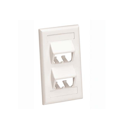 [CFPSL4IWY] Placa de Pared Vertical Clásica, Salida Para 4 Puertos Mini-Com Inclinados, Con Espacios Para Etiquetas, Color Blanco Mate