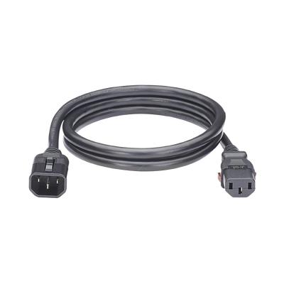 [LPCA12-X] Cable de Alimentación Eléctrica Con Bloqueo de Seguridad, de IEC C14 a IEC C13, 1.2 Metros de Largo, Color Negro, Paquete de 10 Piezas